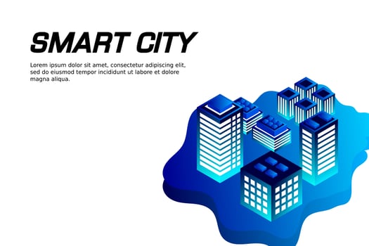 Isometric Future City. Real estate and construction industry concept vector
