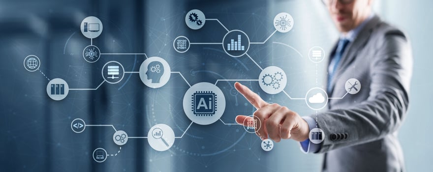 Artificial intelligence Machine Learning Technology Business Concept. Abstract city photo