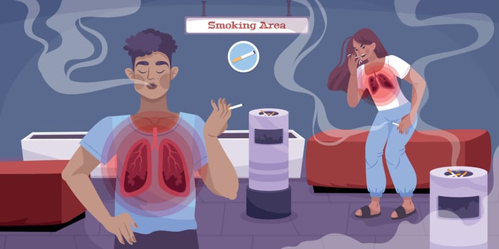 Smoking Health Danger Flat Banner vector