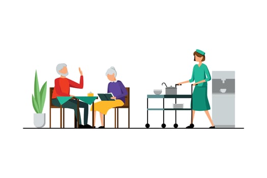 Color Flat Nursing Home Characters Composition vector