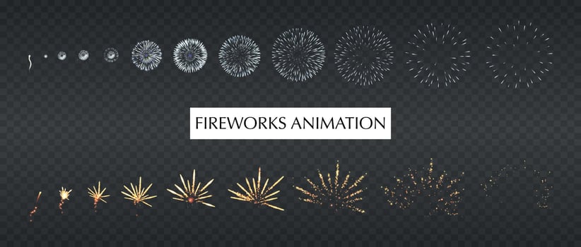 Firework Animation Transparent Set vector