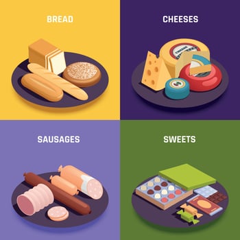 Food Products Manufacture Isometric Concept vector