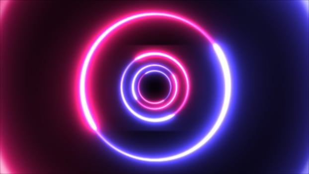 Blue and red neon 3D tunnel background photo