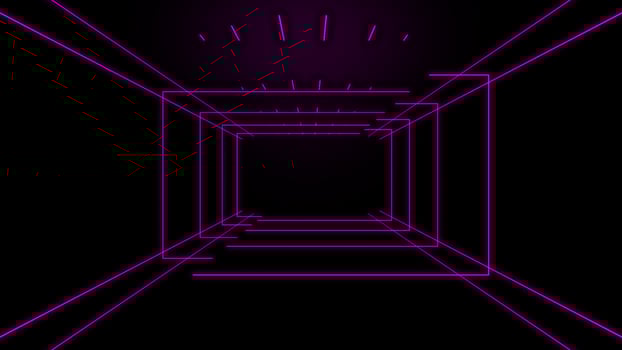 Red technology looping 3D room background photo