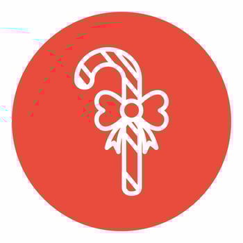 Candy Cane Icon Red Circle Style vector