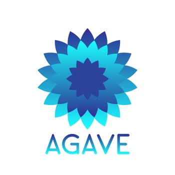 Agave, abstract blue logo template, vector illustration
