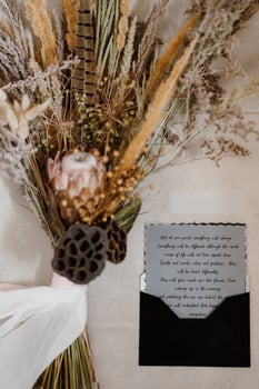 elegant wedding bouquet of dried wildflowers photo