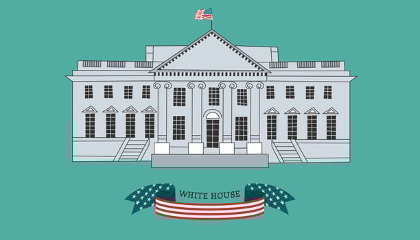 The building of the White house in Washington, DC. Residence of the President of the United States. vector