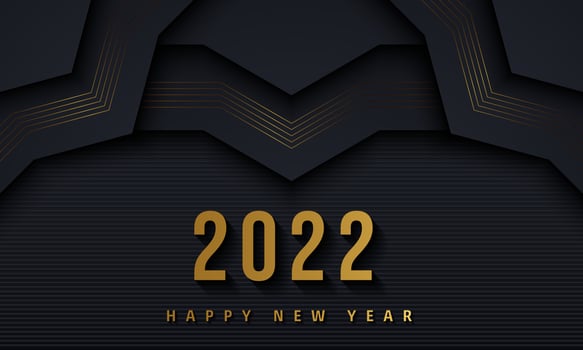 Happy new 2022 year Elegant gold background gold line, deep shadow and light. Minimalistic text template vector