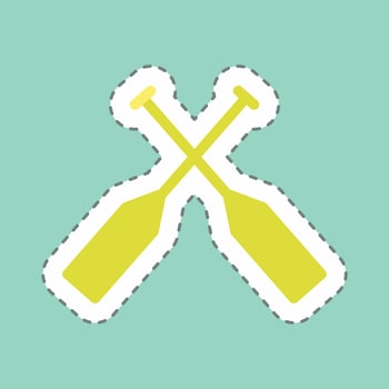 Sticker Oars - Line Cut - Simple illustration,Editable stroke vector