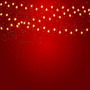 Christmas and New Year Background with Luminous Garland Vector