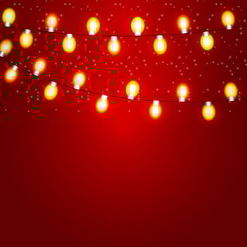 Christmas and New Year Background with Luminous Garland Vector