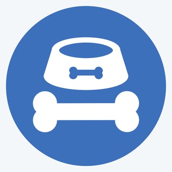Icon Bone and leash - Long Shadow Style - Simple illustration,Editable stroke vector