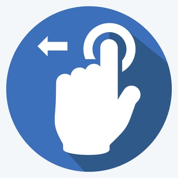 Icon Tap and Move Left - Long Shadow Style - Simple illustration,Editable stroke vector