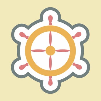 Sticker Ship Wheel - Simple illustration,Editable stroke vector