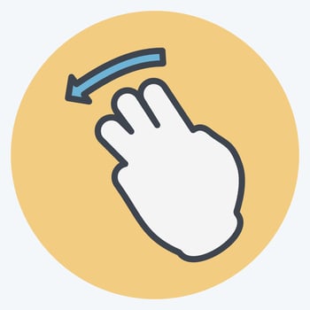 Icon Three Fingers Left - Color Mate Style - Simple illustration,Editable stroke vector