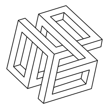 Impossible shapes. Optical illusion object. Op art. vector
