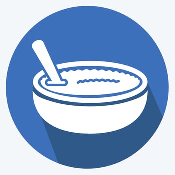Icon Rice Pudding - Long Shadow Style - Simple illustration,Editable stroke vector