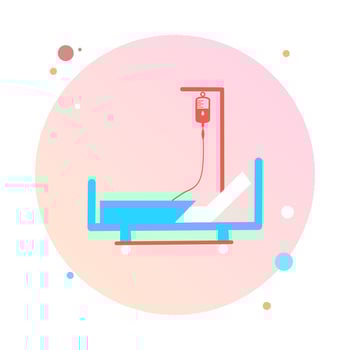 Hospital bed in circle Icon. Intensive care unit icon. Resuscitation, rehabilitation, hospital ward. Medical concept. Vector illustration can be used for topics like healthcare, hospital, clinic.