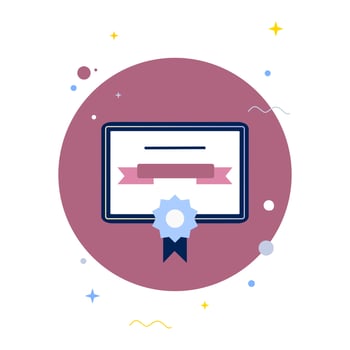 Modern flat design isometric concept of e-certificate from online course or university banner template for website and mobile development. Graduation paper, certificate. Vector illustration.
