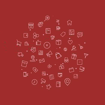 Shopping, ecommerce, retail line icons circular shaped. Shopping icons symbols in circle pattern. Modern vector illustration of commerce for web page template, print media, cover, banner, background.