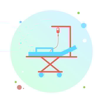 Hospital bed in circle Icon. Intensive care unit icon. Resuscitation, rehabilitation, hospital ward. Medical concept. Vector illustration can be used for topics like healthcare, hospital, clinic.