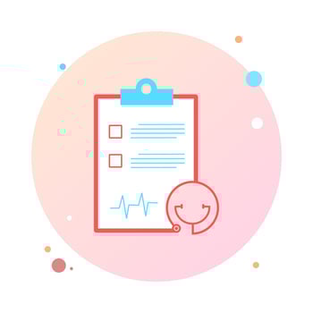 Medical report in circle icon. Clinical record, prescription, claim, medical check marks report, health insurance concepts. Premium quality. Modern flat design graphic elements. Vector illustration