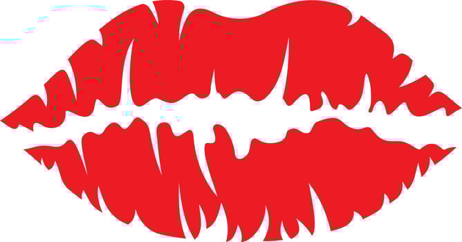 Red lip kiss mark vector