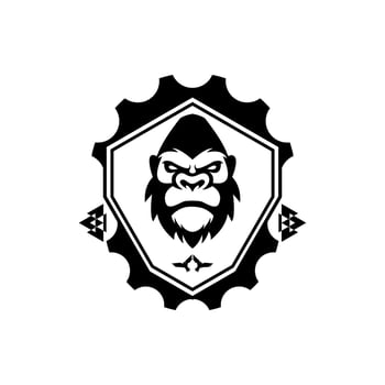 black gorilla head vector drawing