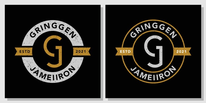 Initials Monogram GJ JG Vintage Retro Stamp Label Circle Logo Design with Business Card Template vector