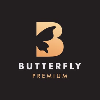 initial letter b butterfly logo icon vector