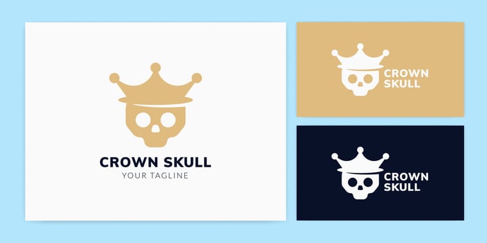 Skull with crown illustration logo template design for dental or dentist. vector