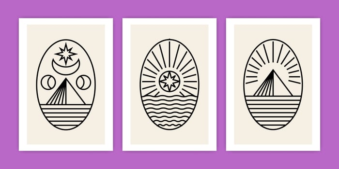 Collection of Bohemian Frame of Outdoor Scenery vector