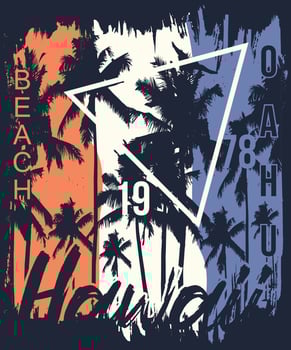 Oahu Hawaii Beach t-shirt design for beach lovers vector