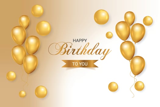 Realistic luxury birthday card with golden balloon vector