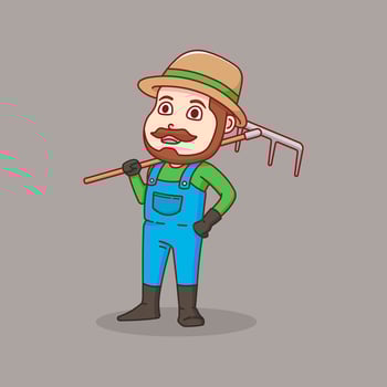 Farmer is carrying farming tools vector