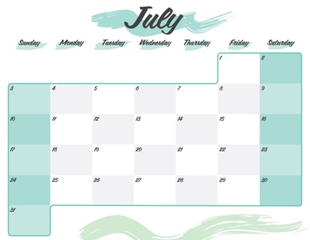july elegant brush 2022 monthly calendar planner printable vector