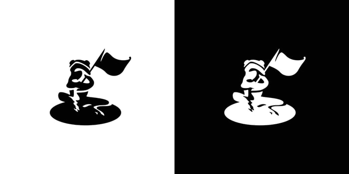 Logo illustration of a frog with flag vector