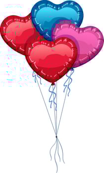 Many heart balloons isolated vector
