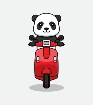 Cute panda cat riding a scooter vector