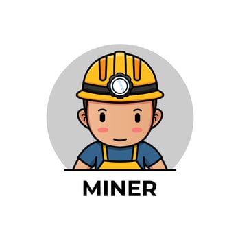 Cute miner logo vector
