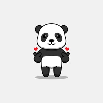 Cute panda showing love sign vector