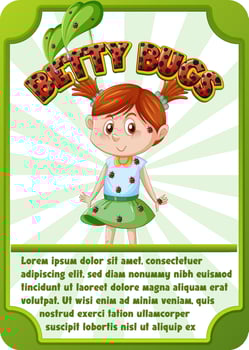 Character game card template with word Betty Bugs vector