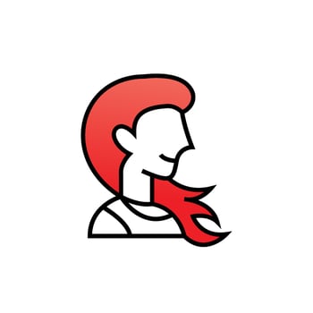 woman icon with loose hair, colorful icon vector