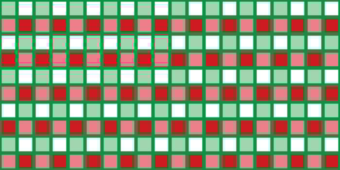 Christmas background with red and green on white colour, block pattern. Vector illustration.
