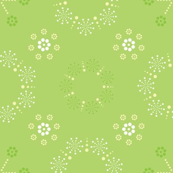 Seamless pattern with colorful of circle shape, beautiful white flowers on green background. Vector illustration.