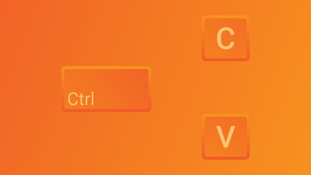 keyboard keys Ctrl C and Ctrl V, copy and paste the key shortcuts. Computer icon on orange background vector