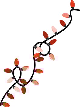 Holiday red shining garland decoration vector illustration. Traditional christmas lights for house decorations.