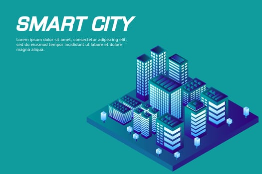 Isometric Future City. Real estate and construction industry concept vector