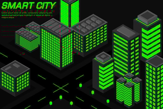 Isometric Future City. Real estate and construction industry concept vector
